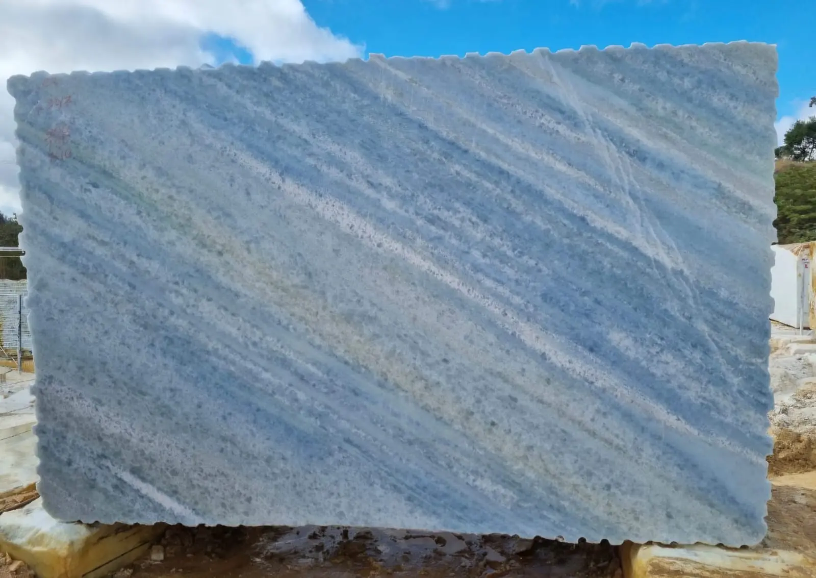 Blue onyx translucent stone block