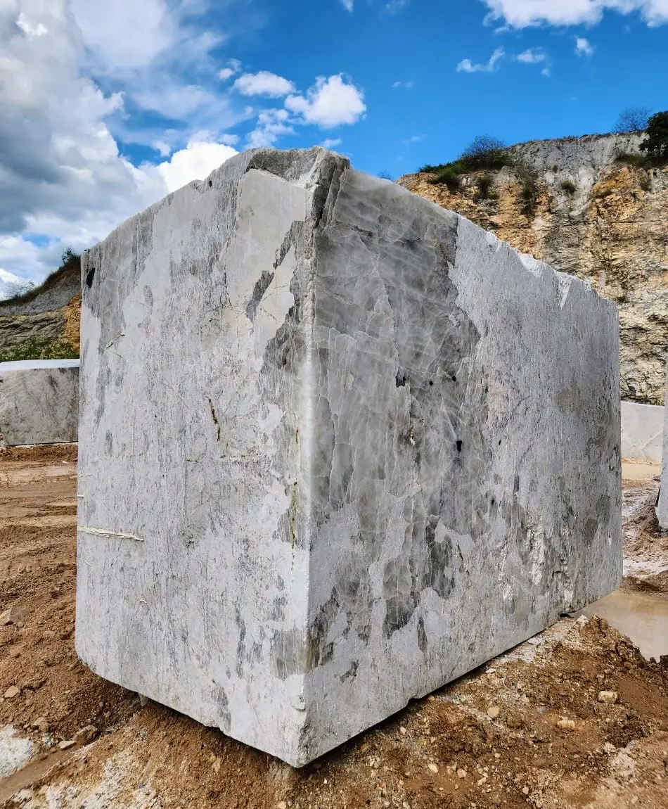 Silver grey marble block
